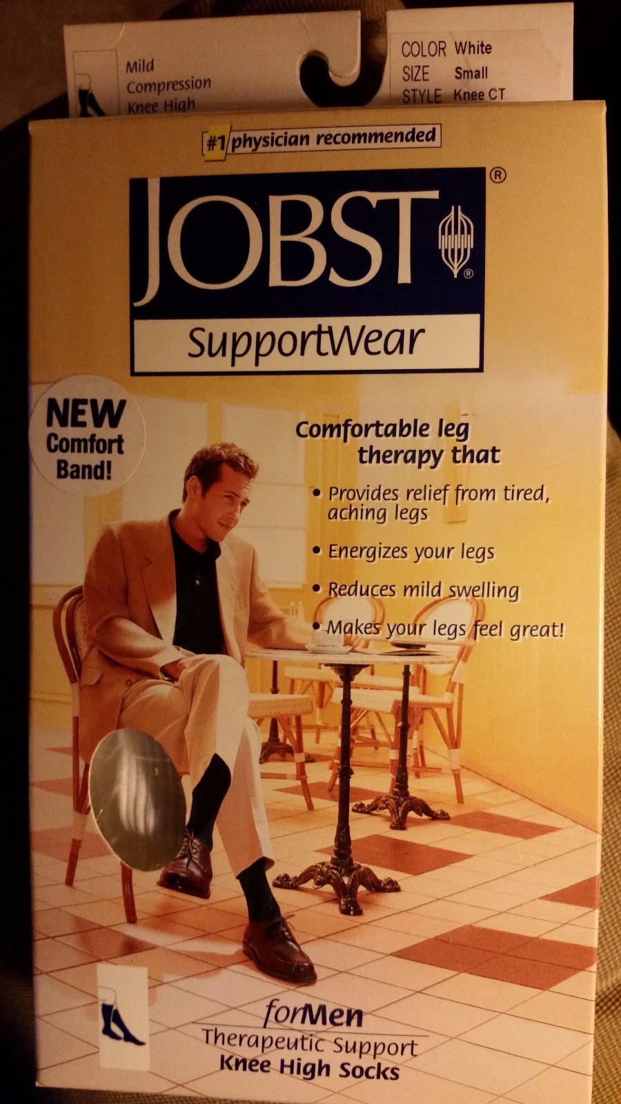 Jobst 110331 Small For Men 8-15 mmHg Knee High Compression Socks White Ribbed
