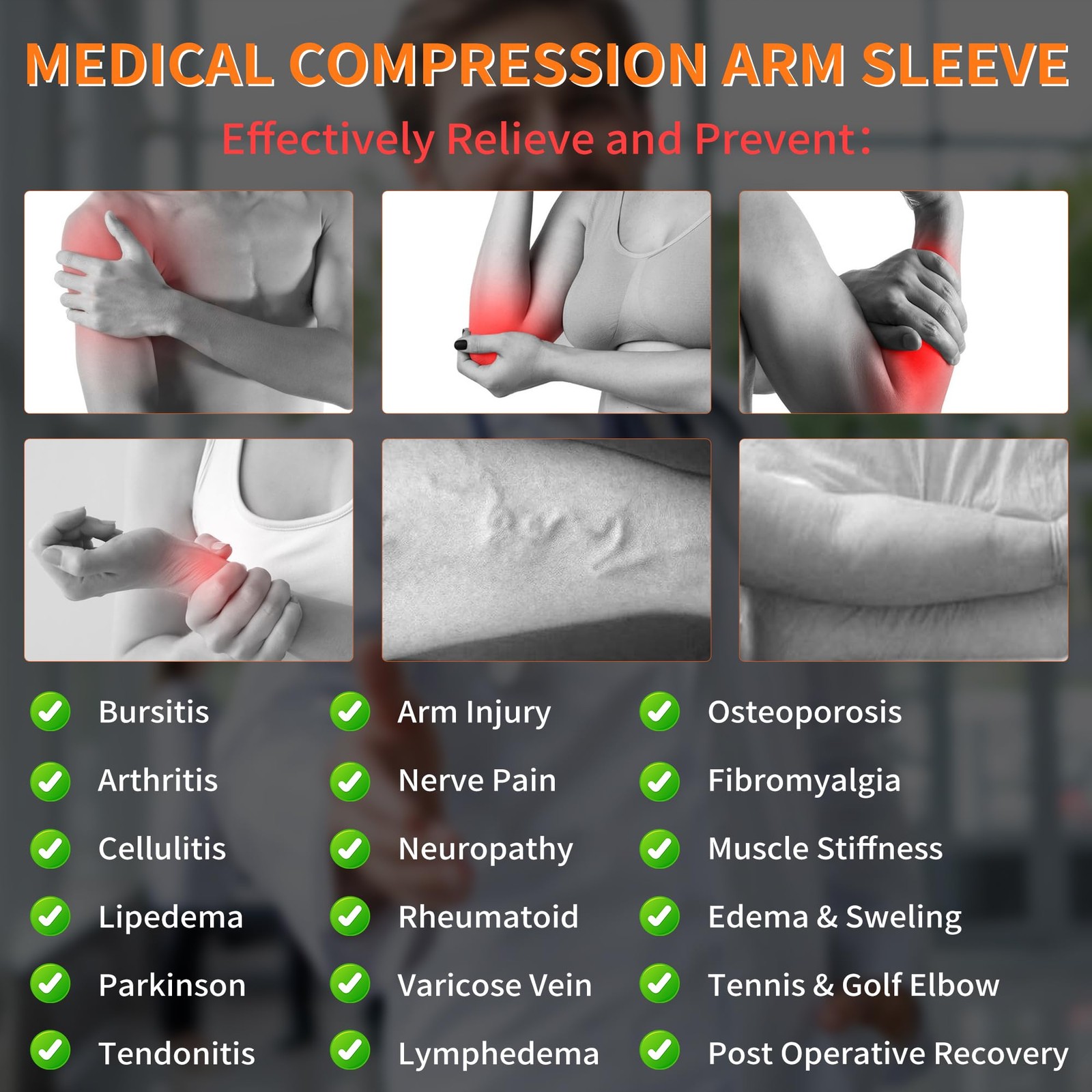 Hiball Lymphedema Medical Compression Arm Sleeve for Large, Black (Single)