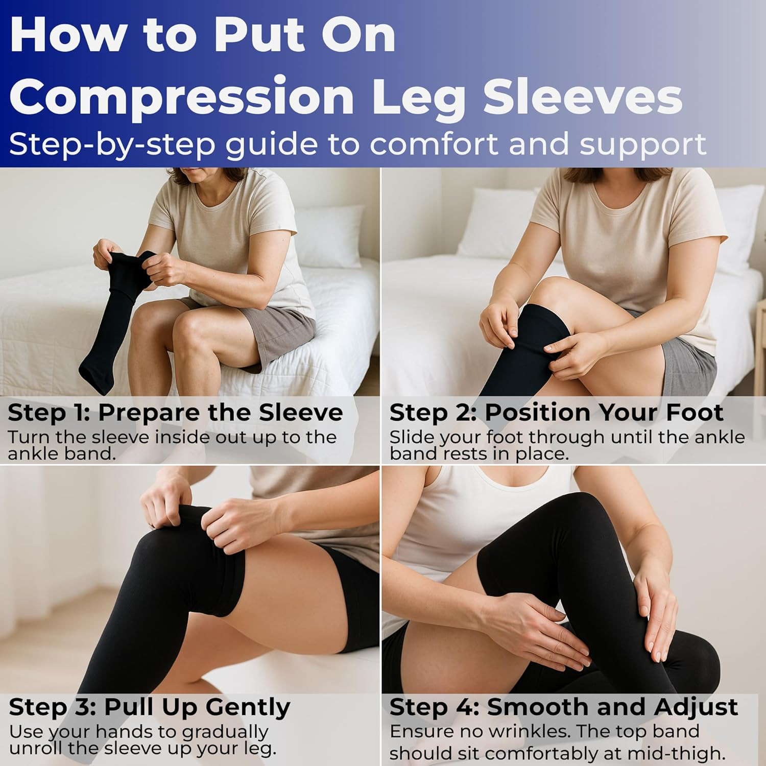 – 20-30Mmhg Graduated Support Thigh-Hi Leg Sleeves with Grip Top – Reduces Swell