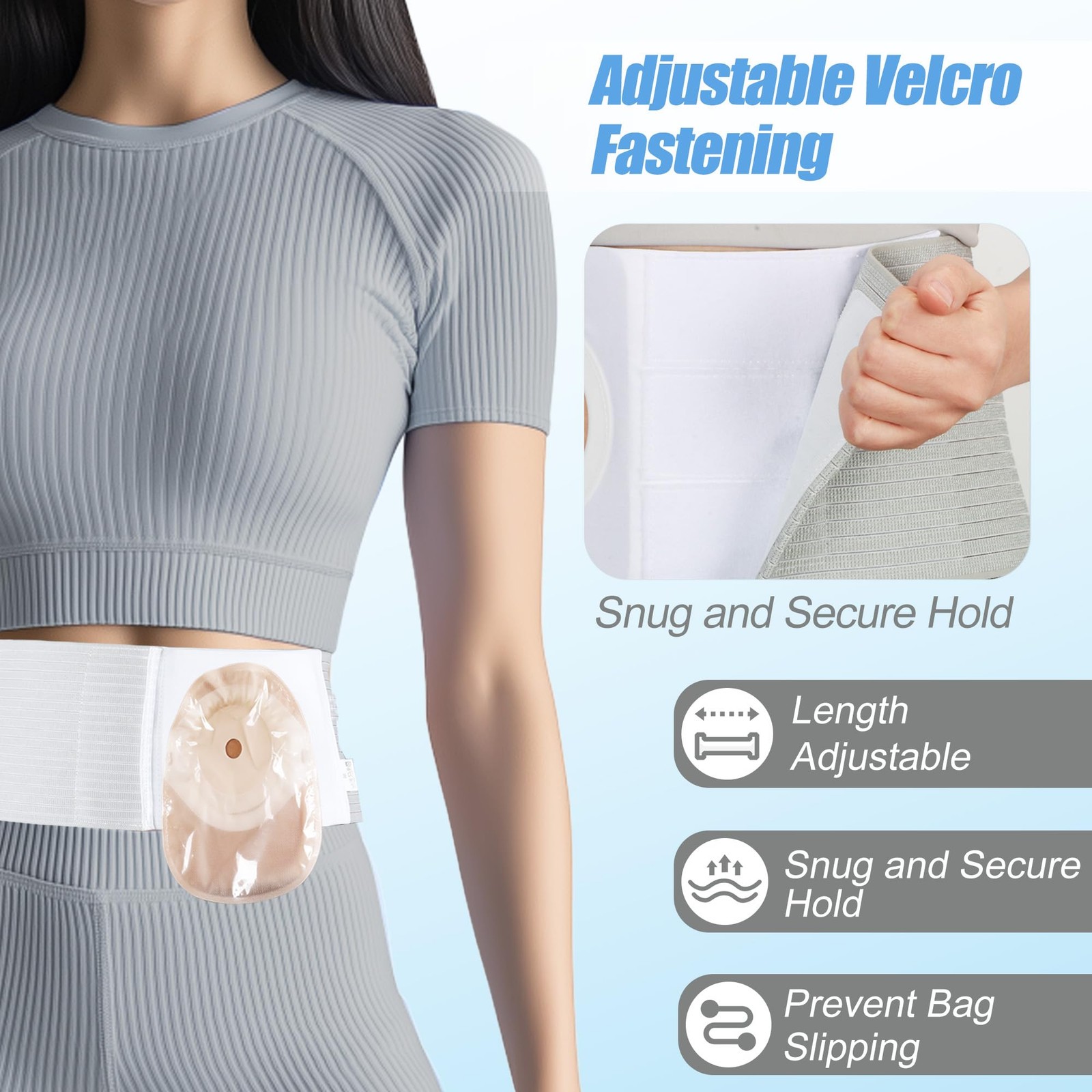 Adjustable Ostomy Hernia Belt Breathable Stoma Support for Men Women