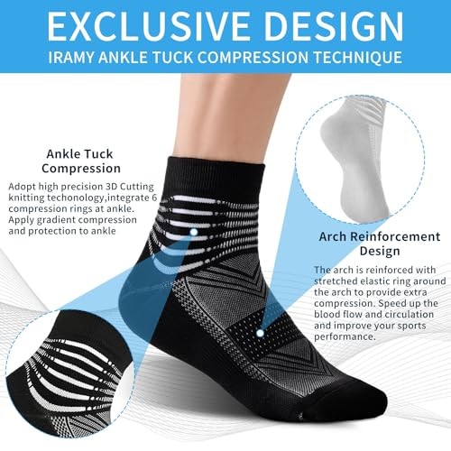Compression Ankle Support Socks Wicking Large Black+white+dark Grey–3 Pairs