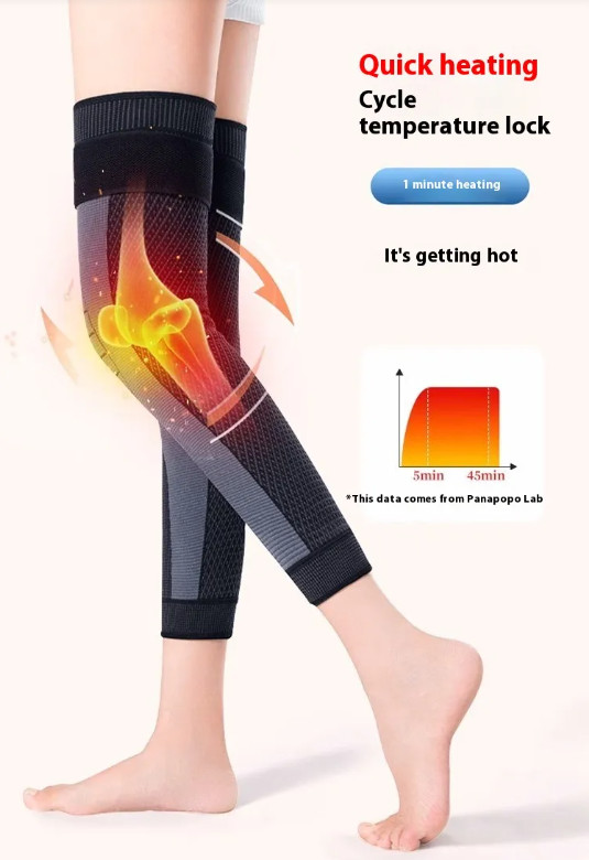 Pair Full Leg Compression Sleeves Self Heating Wormwood Knee Support Sports 2PCS