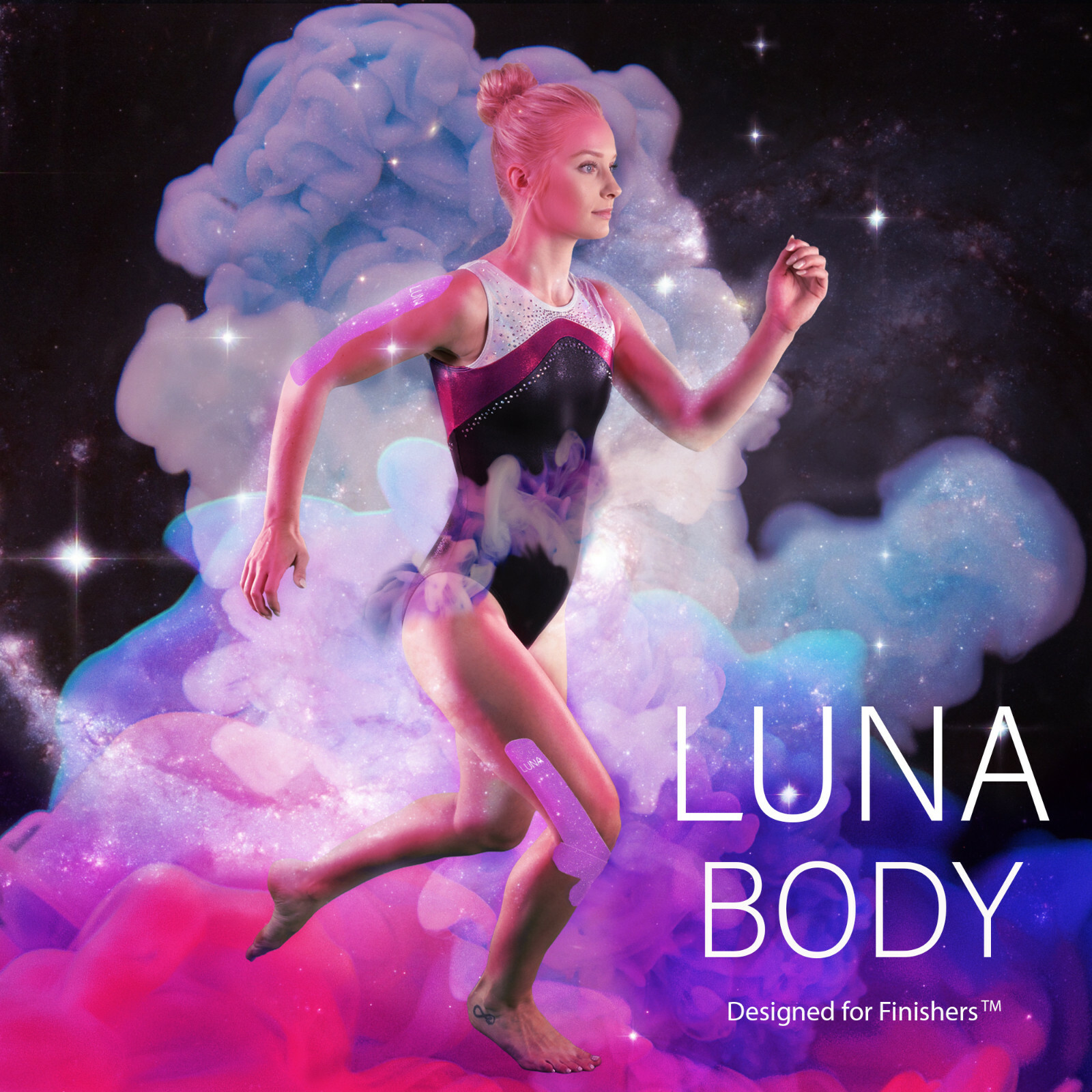 Luna Body Kinesiology Pro Tape Strips (20 Pre-cut Roll, 10″ x 2″, Purple Dream)
