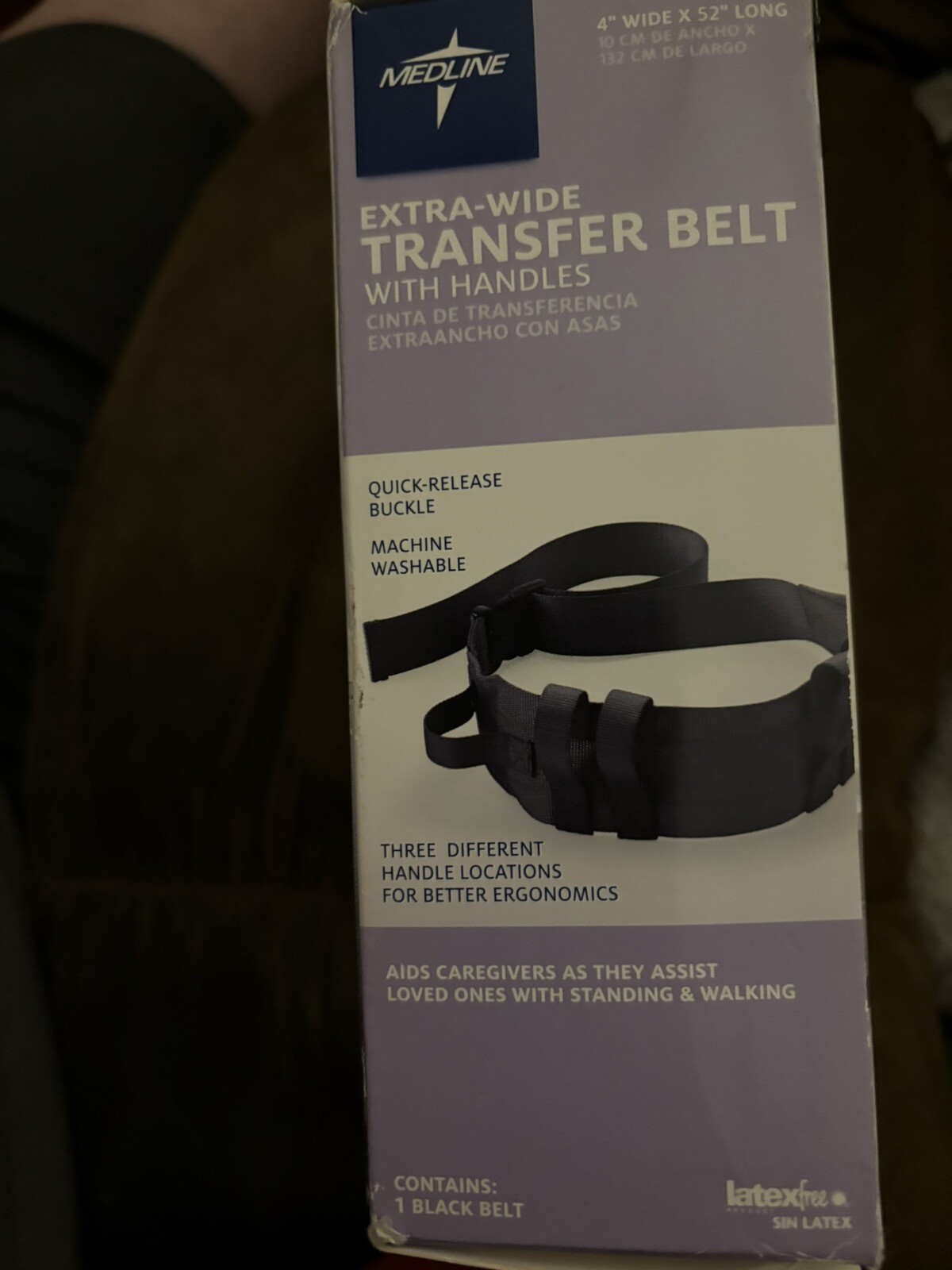 Extra-Wide Transfer Belt With Handles & Quick Release Buckle: 4″ Wide x 52″ Long