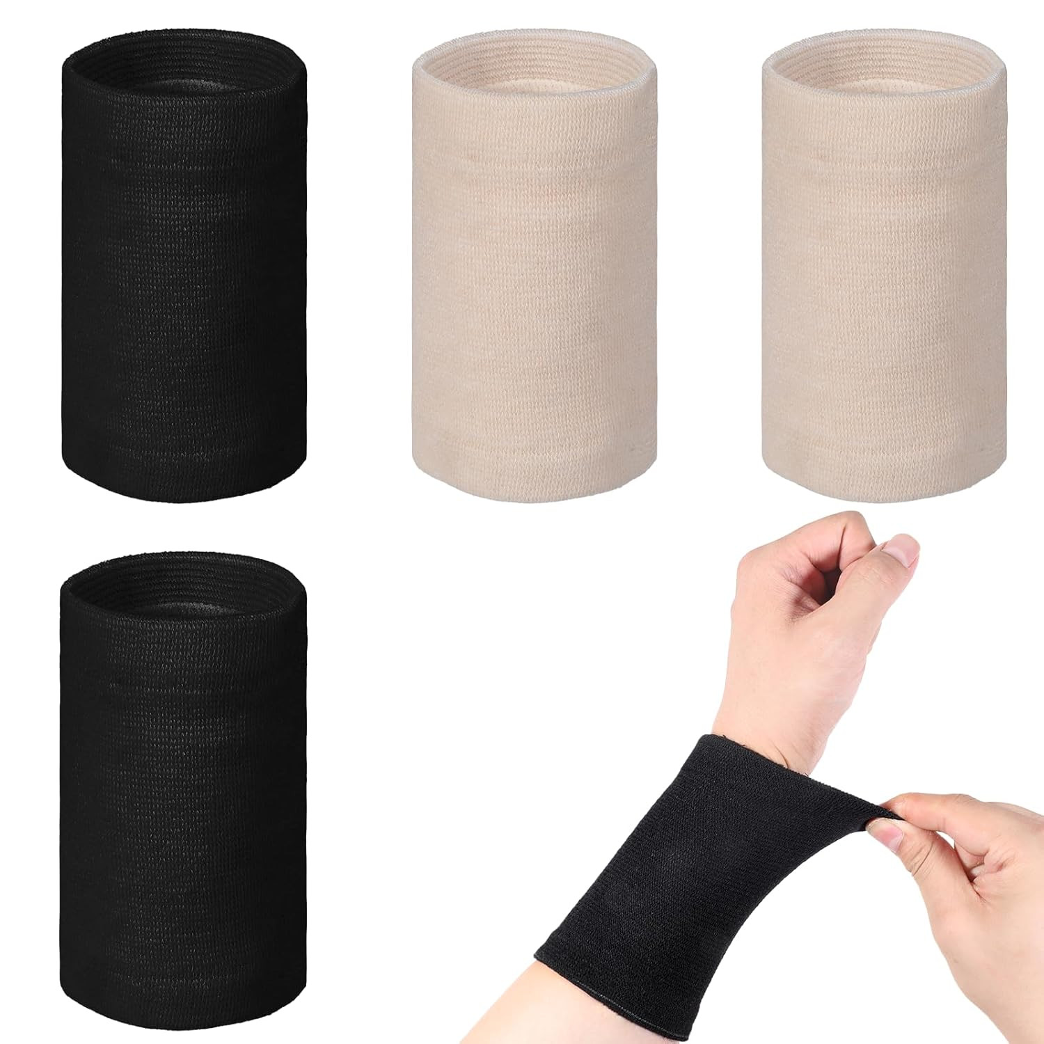 2 Pairs Elastic Wrist Compression Sleeve, Nylon Wristbands Brace for Support Wri