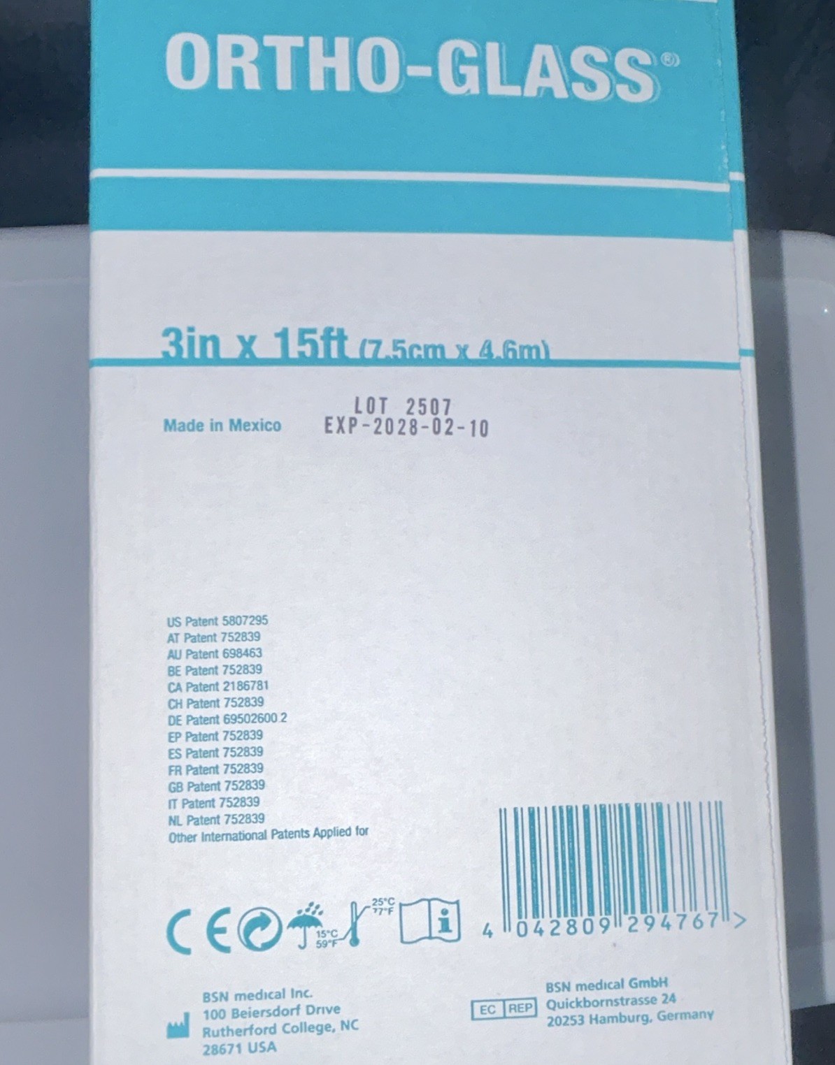 Ortho-Glass Synthetic Roll Splint 3 in x 15 ft White/Teal OG-3L1 71983-21