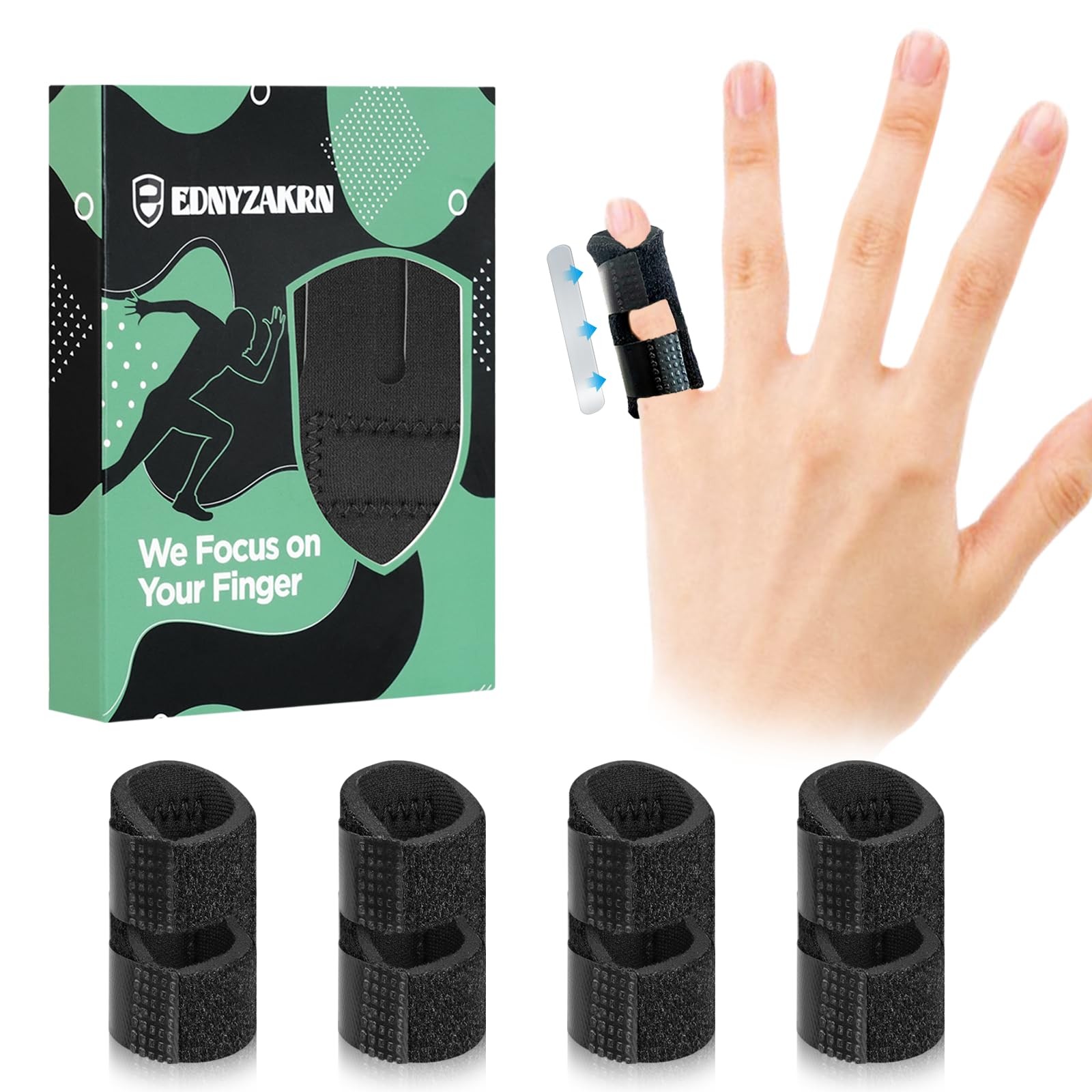 EDNYZAKRN 4 Pack Pinky Finger Splint, Small Brace for Small, Black