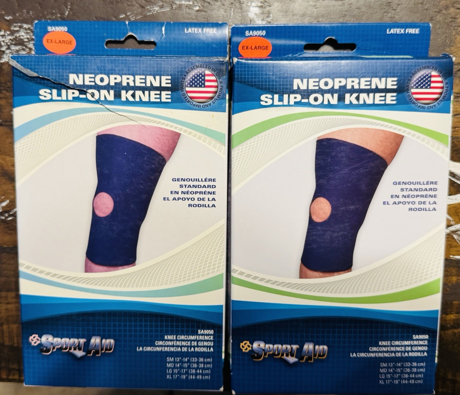 NIB Sport-Aid Neoprene Slip On Knee & Knee Wrap Small And XL sizes Lot Of 4