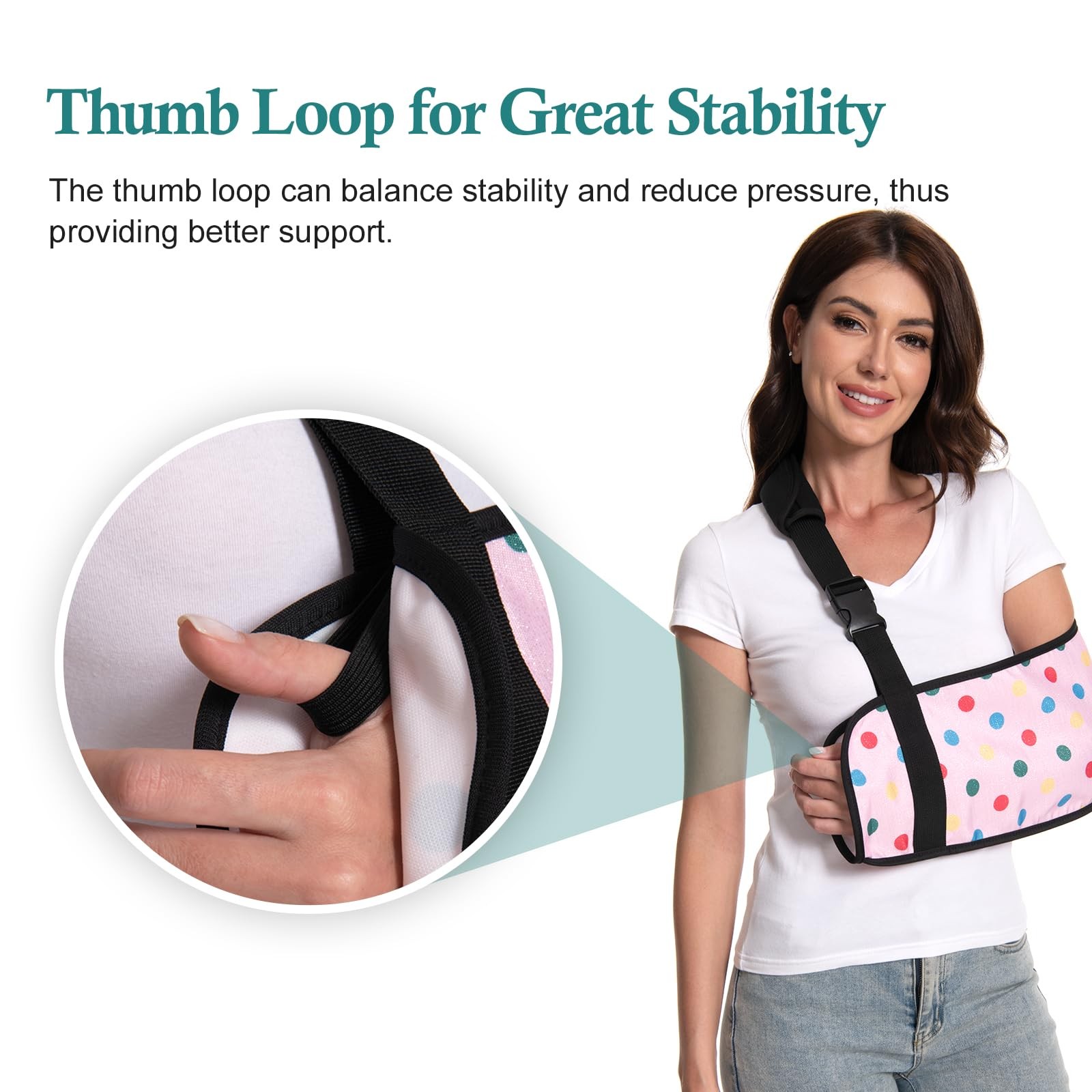 Pink Dot Print Arm Sling Broken Arm Torn Rotator Cuff Shoulder Support Brace