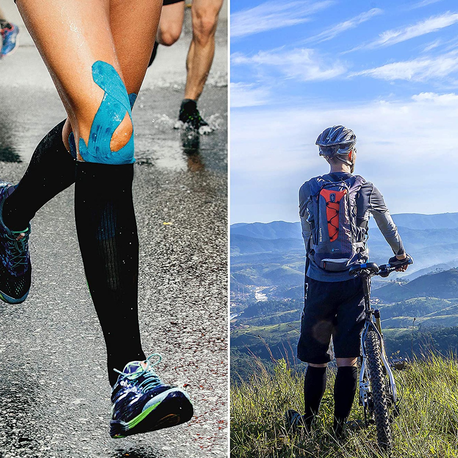5 Pairs Knee High Compression Socks for Men & Women Running Athletic Pain Relief