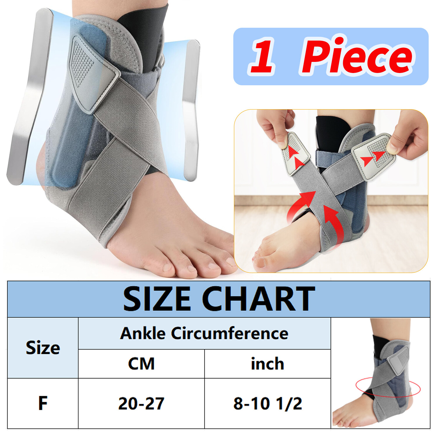 Ankle Support Brace SportsSprained Steel Splint Stabilizer Injury Recovery Wrap