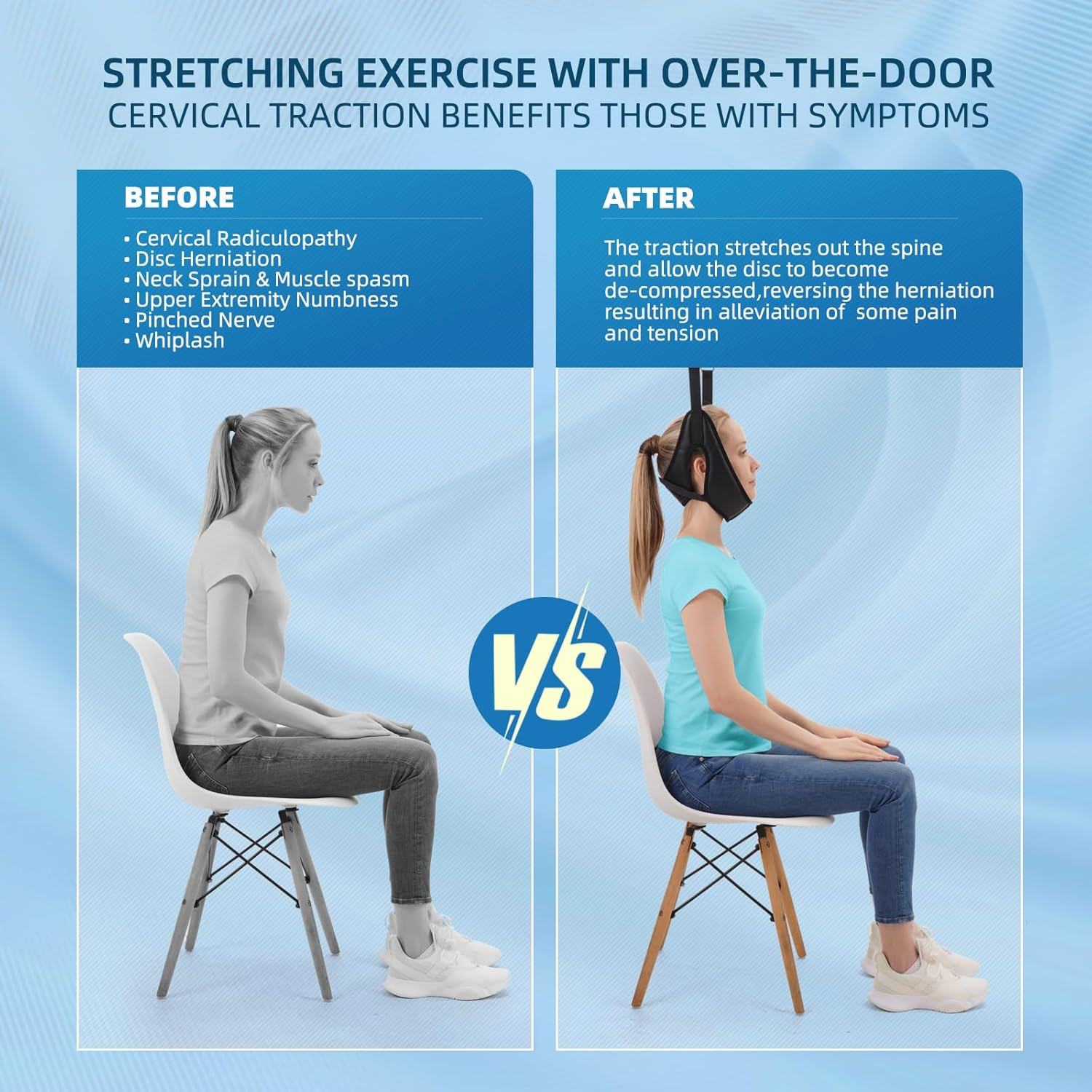 Cervical Neck Traction Device Over-The-Door,Portable Neck Stretcher