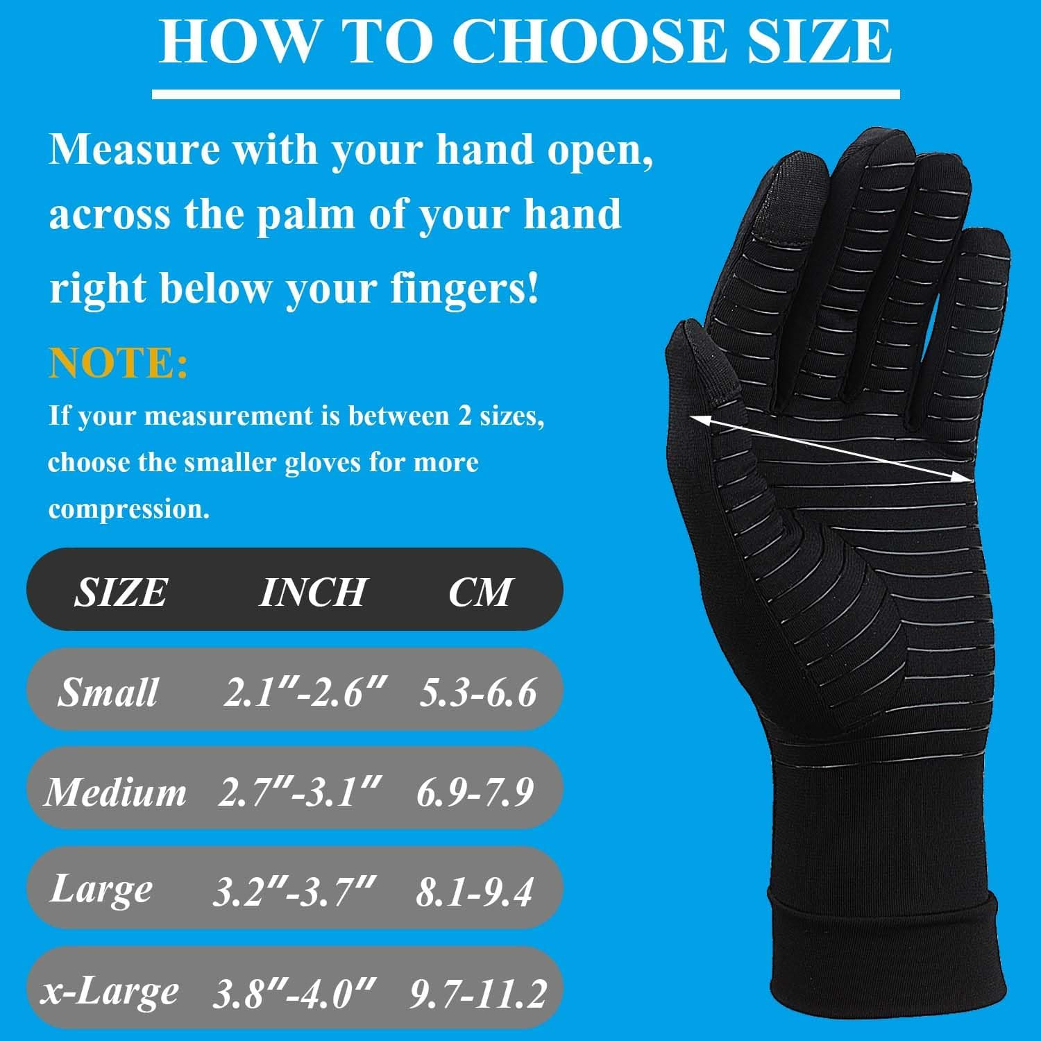 2 Pairs Copper Arthritis Gloves for Hand Pain, Full Finger Compression Gloves…