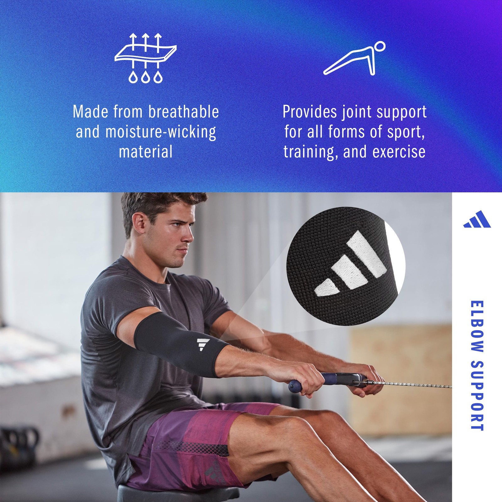 adidas Elbow Support Sleeve – Seamless and Smooth Large, Black (Large)