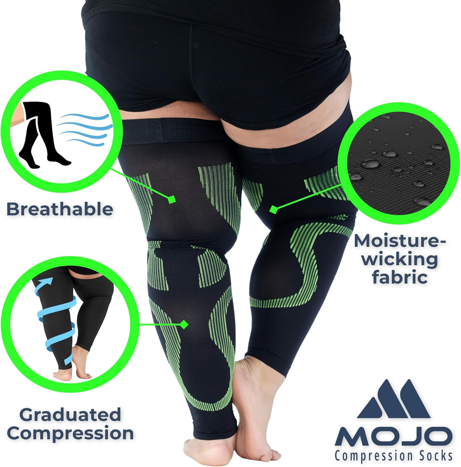 – 20-30Mmhg Graduated Support Thigh-Hi Leg Sleeves with Grip Top – Reduces Swell