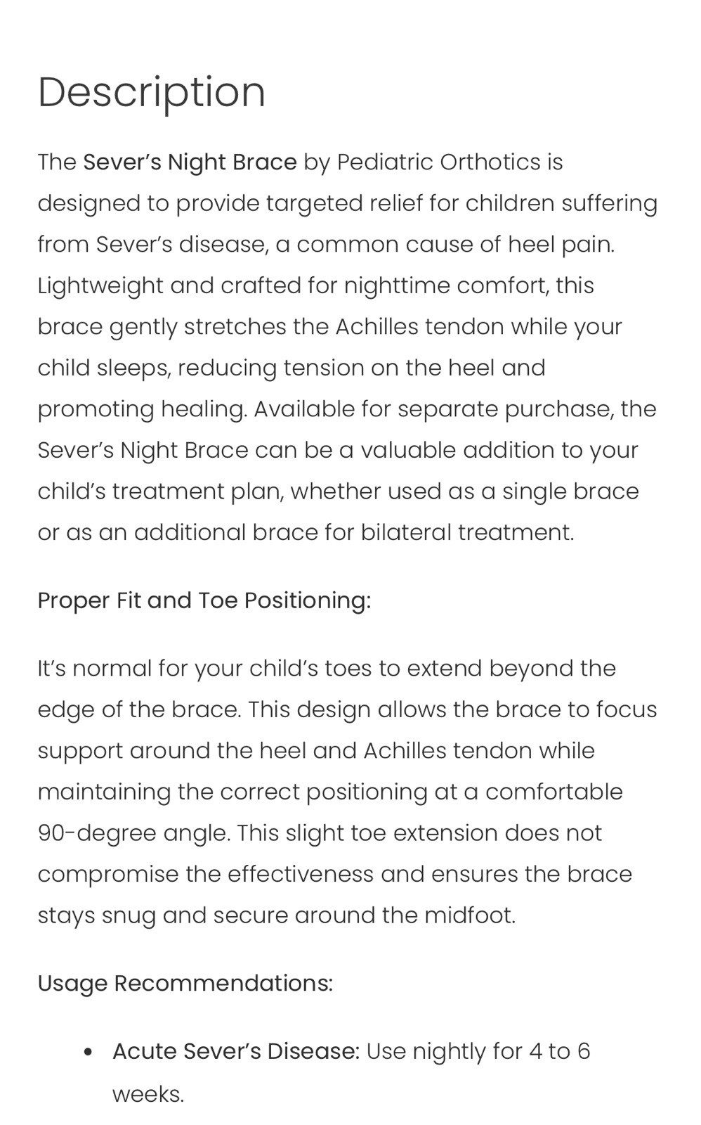 Pediatric Nighttime AFO Stretch Brace for Sever’s Disease Medium EUC Athletes