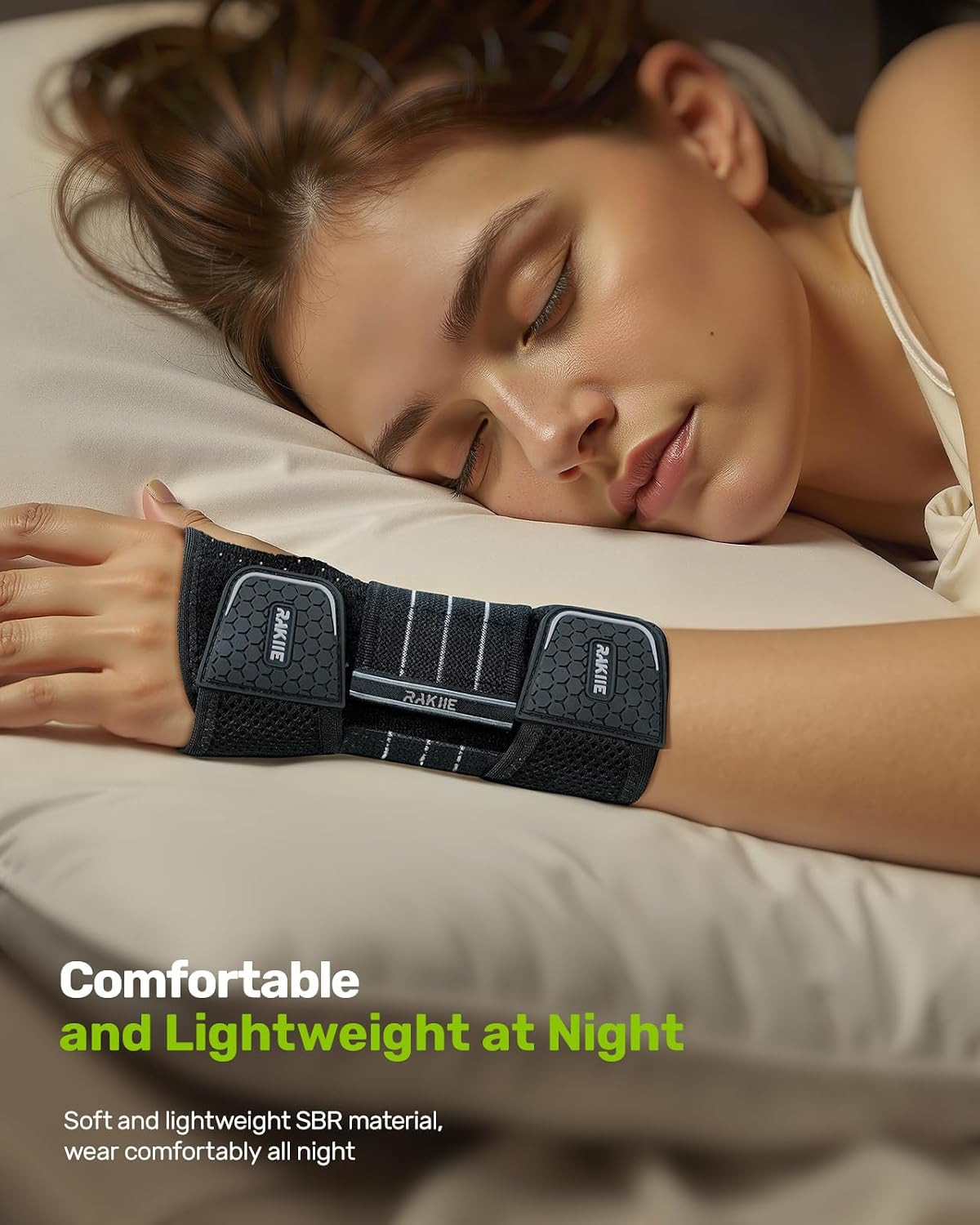 Rakiie Carpal Tunnel Wrist Brace Left Hand, Adjustable Night Wrist Support