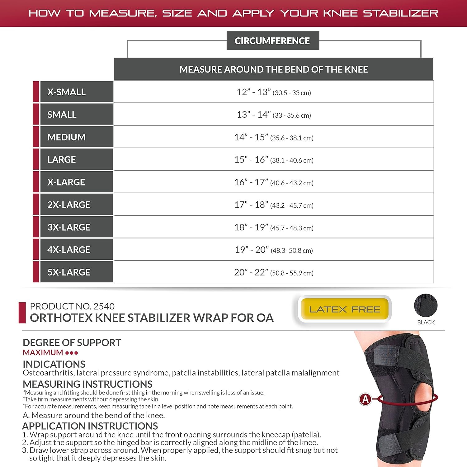 OTC Knee Stabilizer Wrap for Left Leg Osteoarthritis, Orthotex, 2X-Large