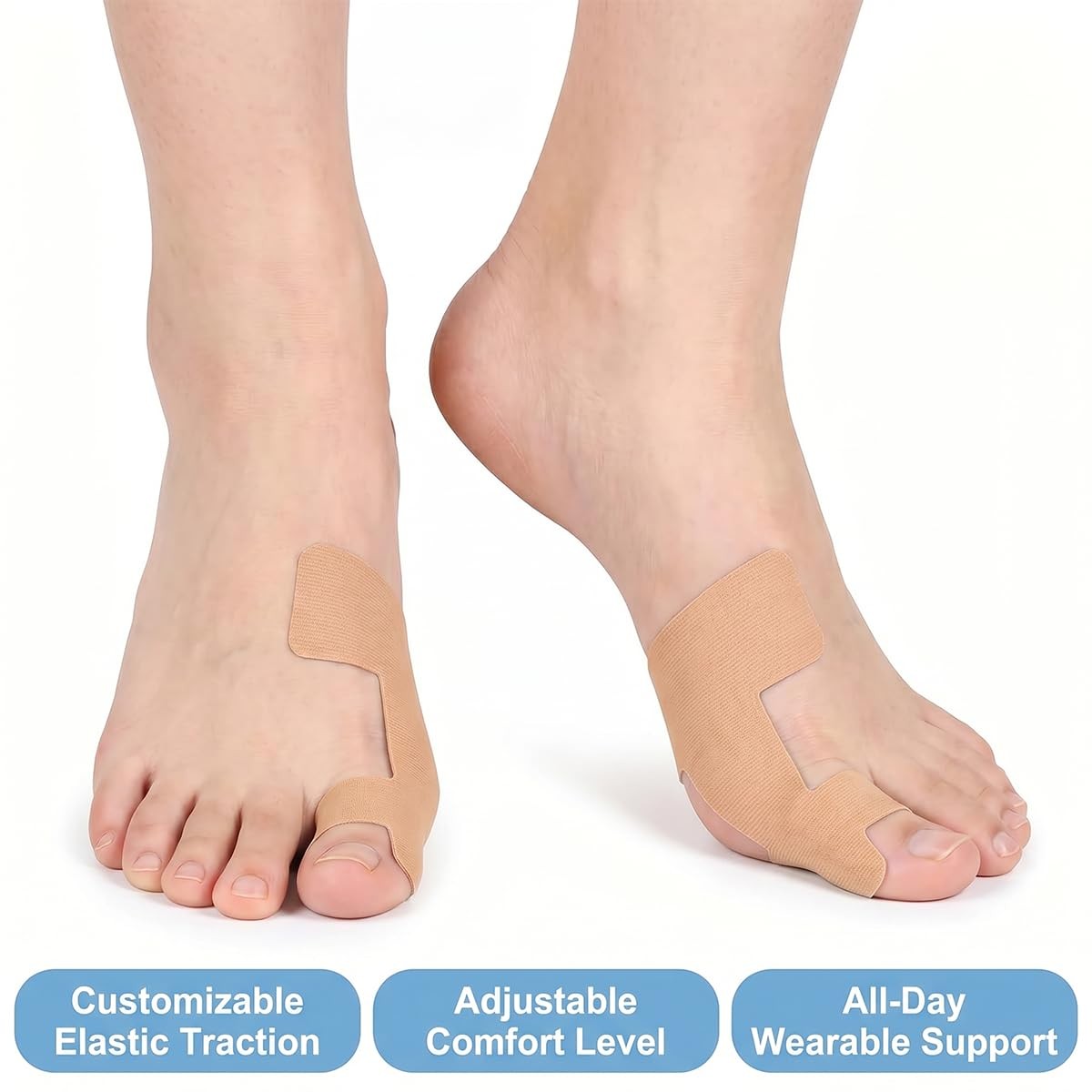 60 PCS Pre-Cut Bunion Corrector Kinesiology Tape–Self-Adhesive Hallux Beige