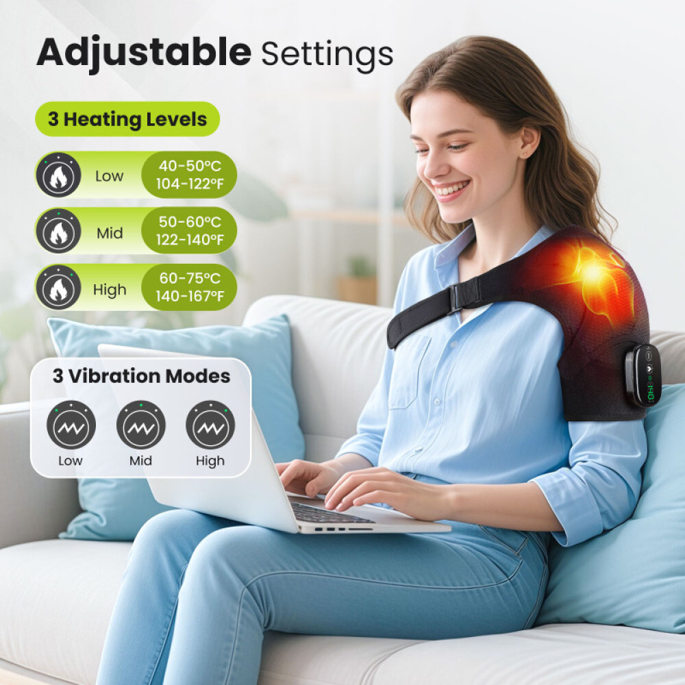 Electric Heated Shoulder Massager Brace Rotator Cuff Support Wrap with Vibration