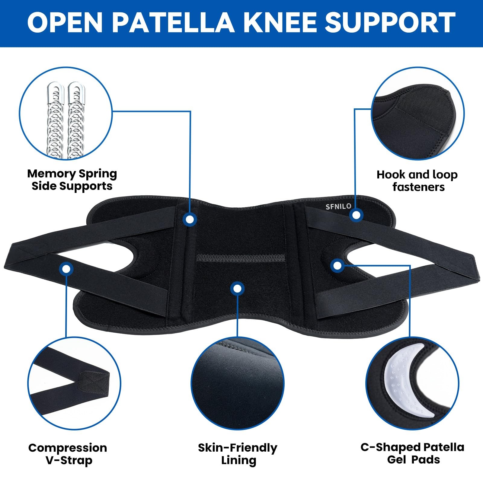 SFNILO Knee Brace for Women &Men,Knee Brace for Meniscus Tear,Black,Medium