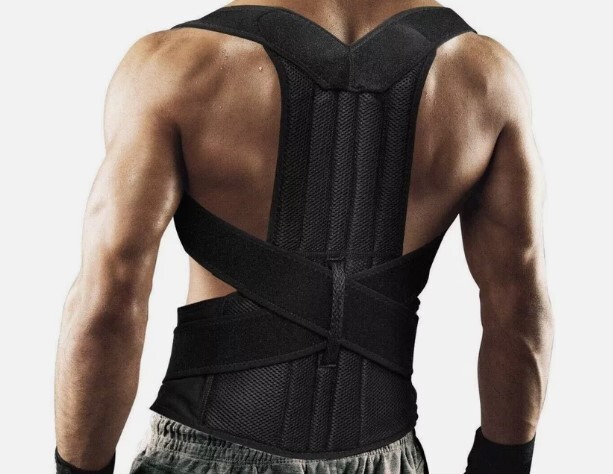 Fitsupport Black Back Brace Posture Corrector Lumbar Support for Women & Men M