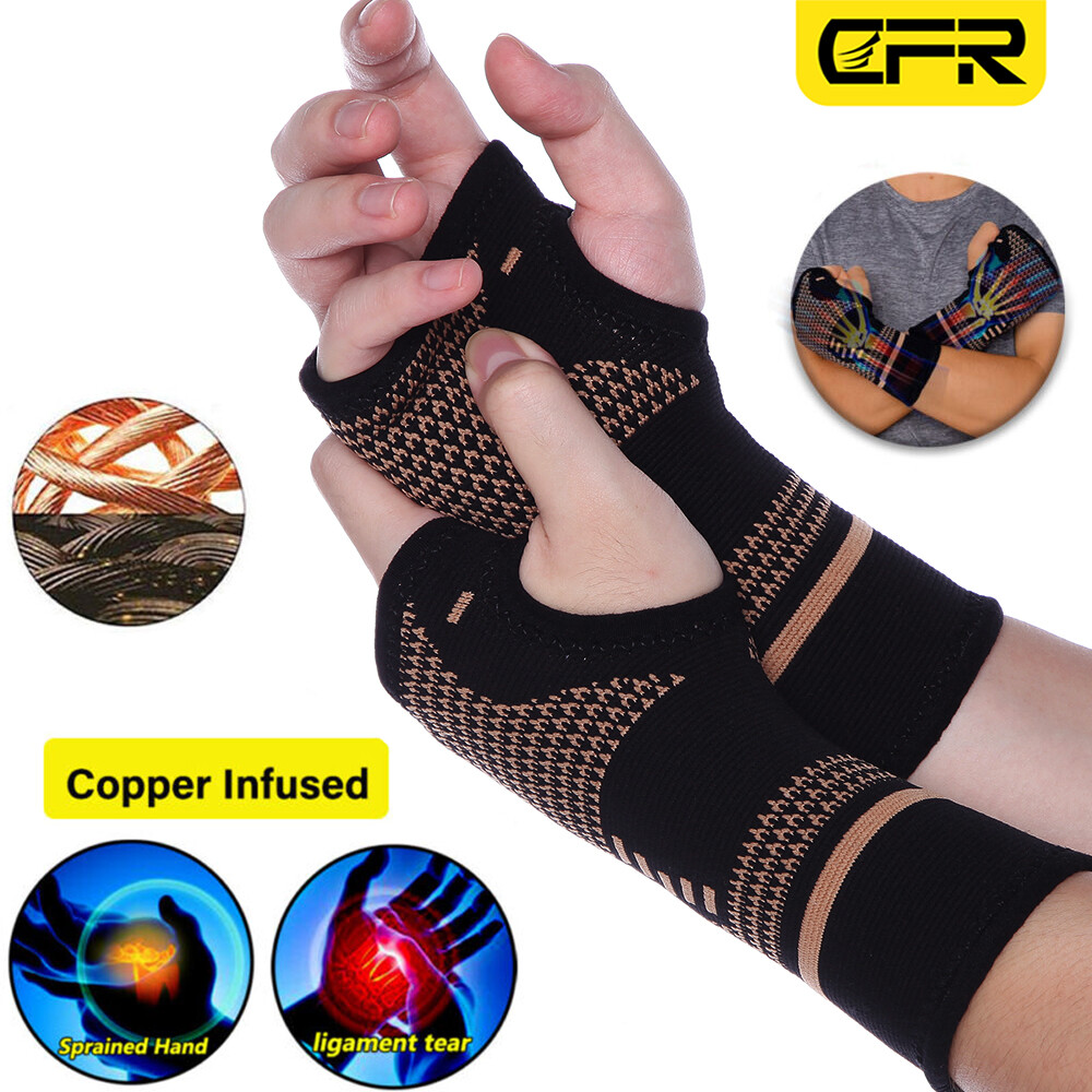 Copper Wrist Brace Support Compression Carpal Tunnel Hand Arthritis Sports