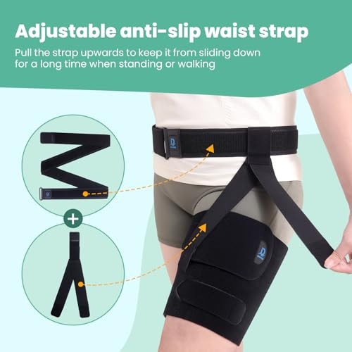 Thigh Compression Wrap Adjustable 4 Cross Straps for Lymphedema – Reduces