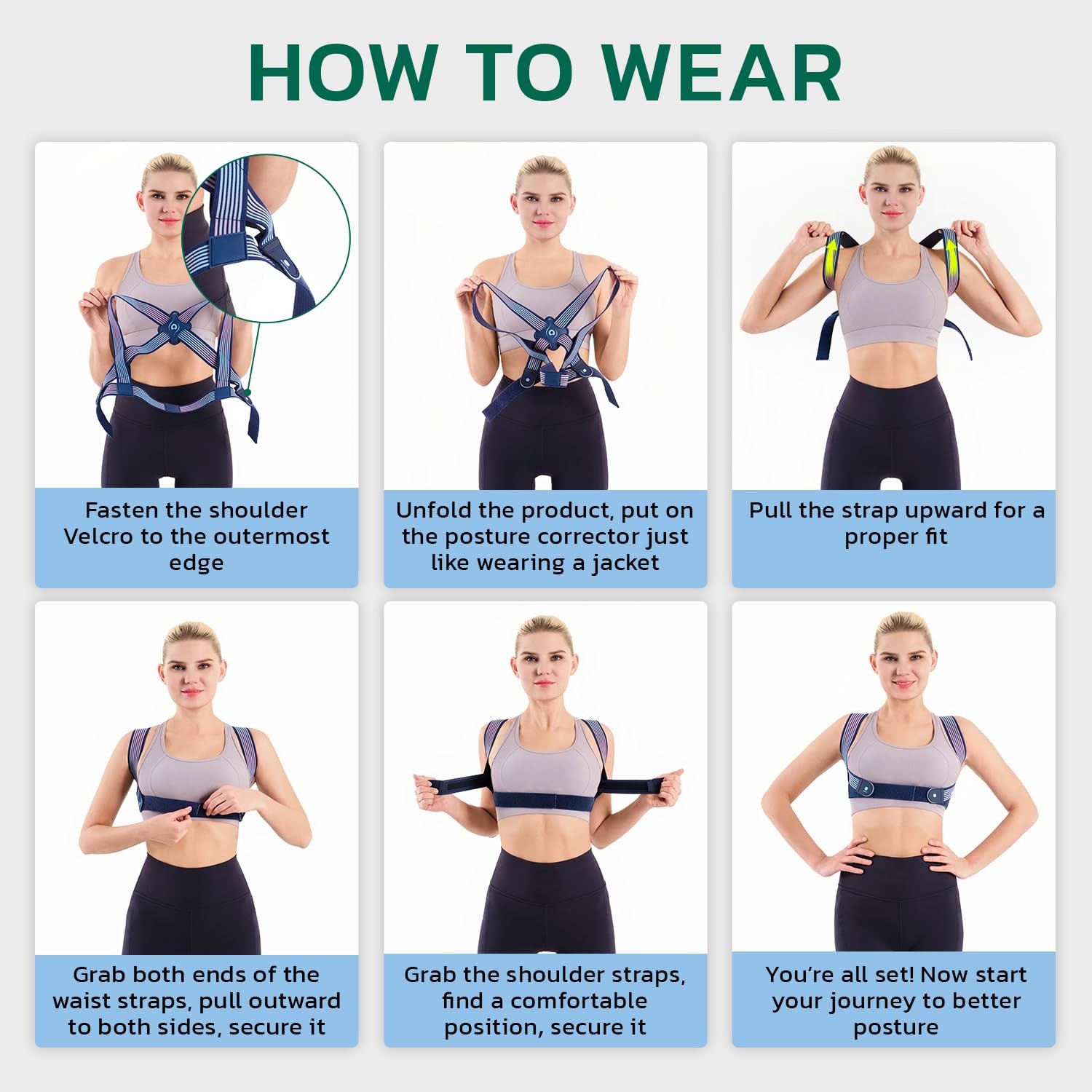 aoFIT Ultra-light Invisible Posture Corrector for Women, Medium, Navy Blue