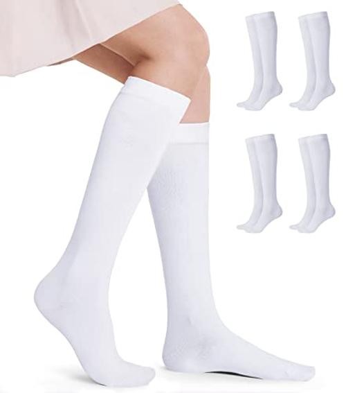 Women’s Knee High Socks Outdoor Sport Athletic Socks Casual One Size White