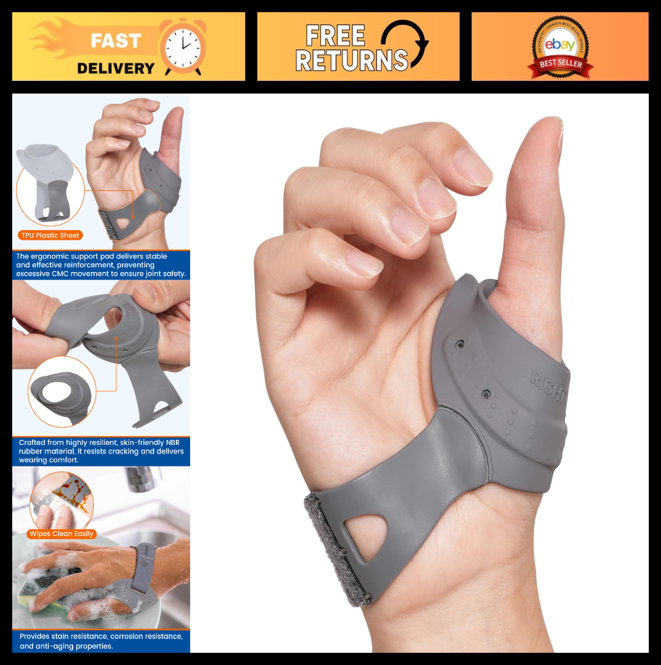 Thumb Arthritis Brace – CMC Joint Support for Osteoarthritis Pain Relief, Flexib