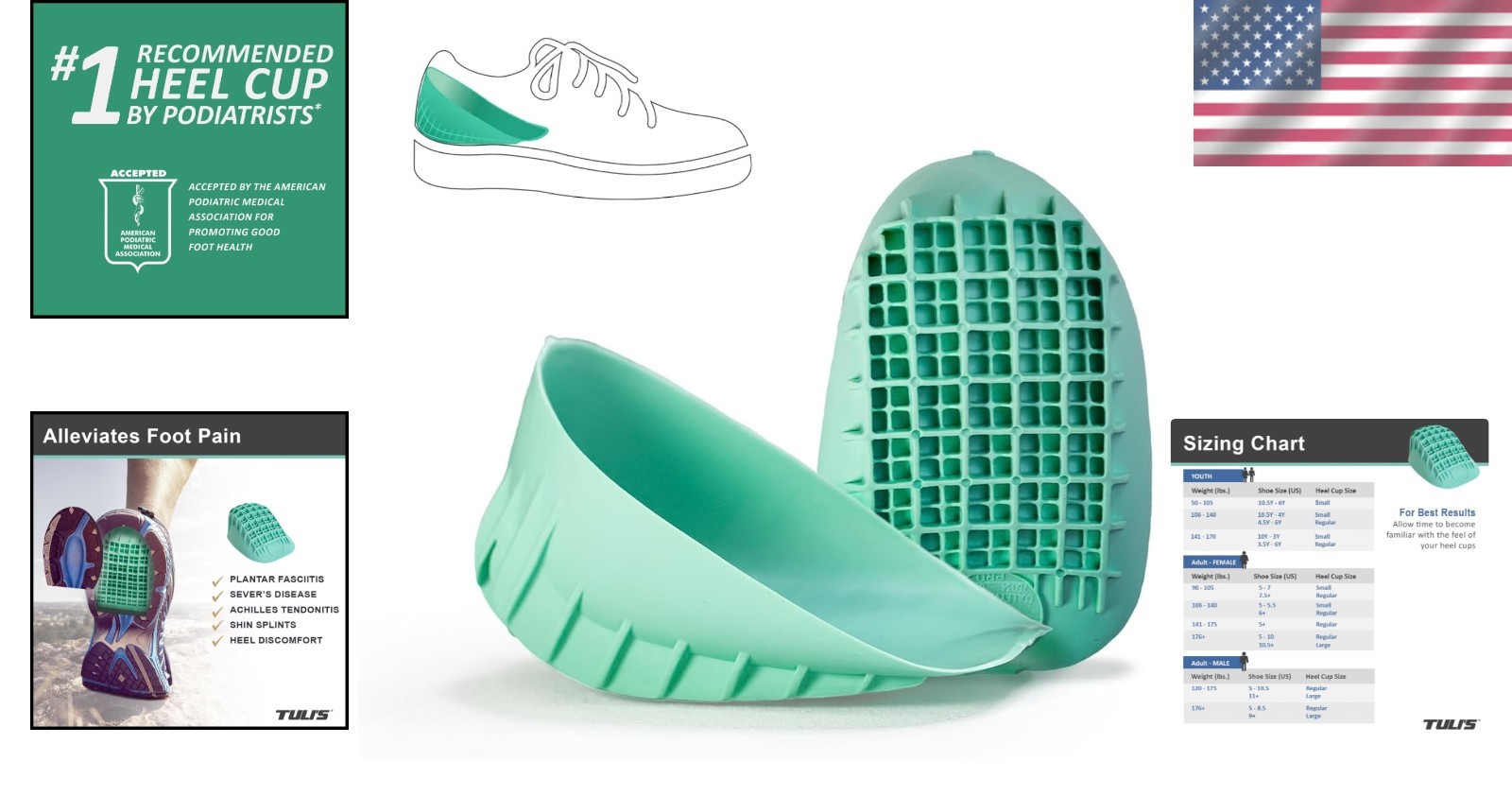 Podiatrist-Recommended Tuli’s Heel Cups for Plantar Fasciitis & Sever’s Disease
