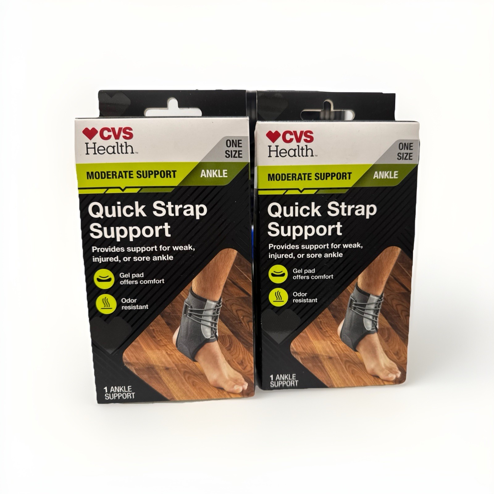2x CVS Health Moderate Support Ankle Quick Strap Support One Size