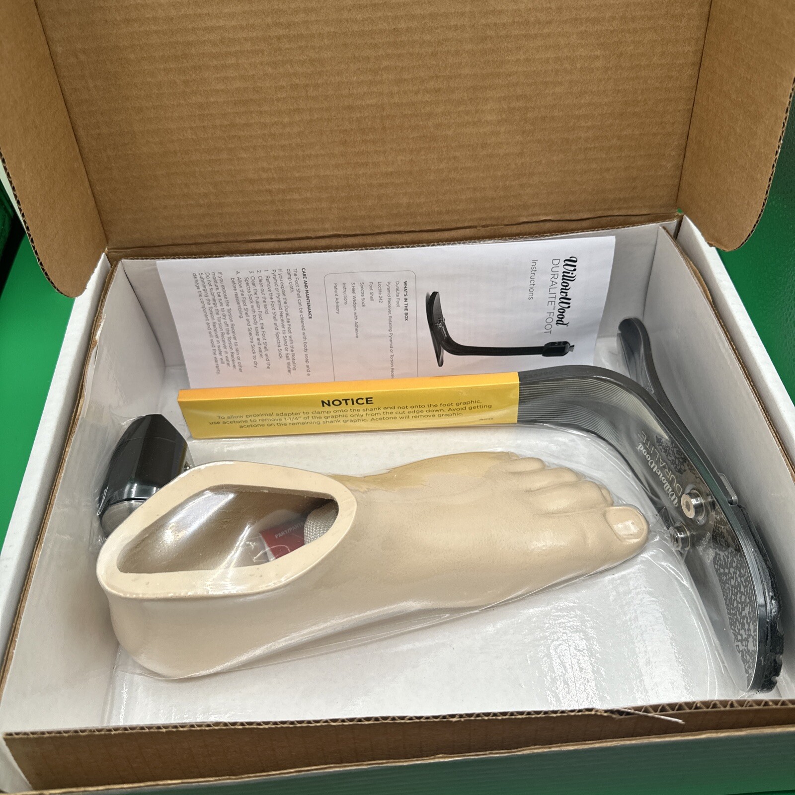 Ohio Willowwood Duralite Prosthetic Foot. Sz 29-30. Category 3. Left Shell. New