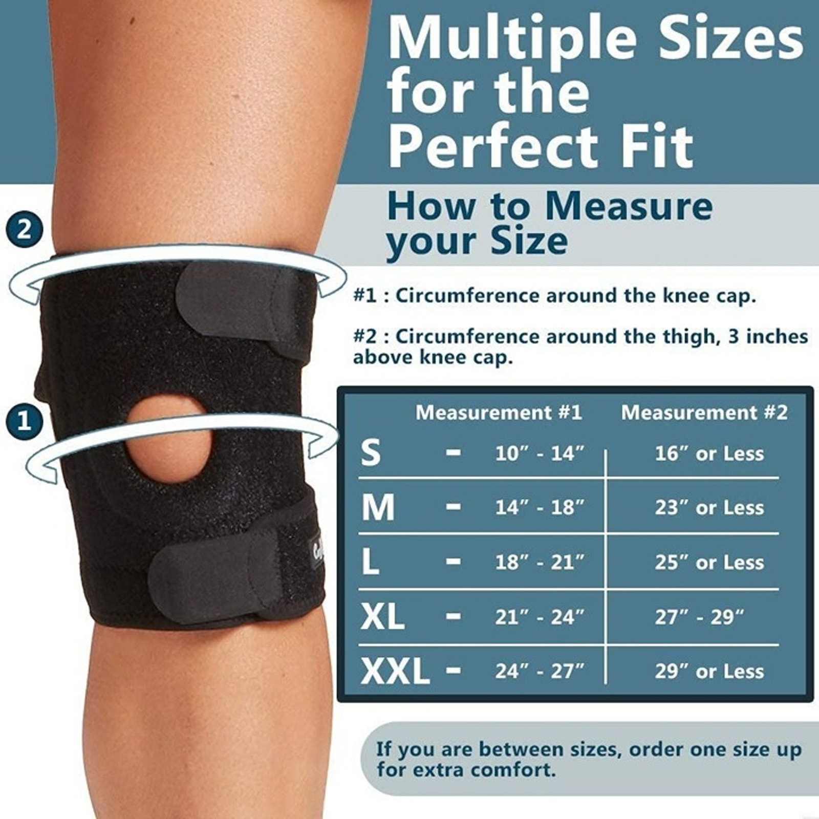 Knee Brace for Pain Relief Working Out, Running, Injury Recovery Non-Slip (Large