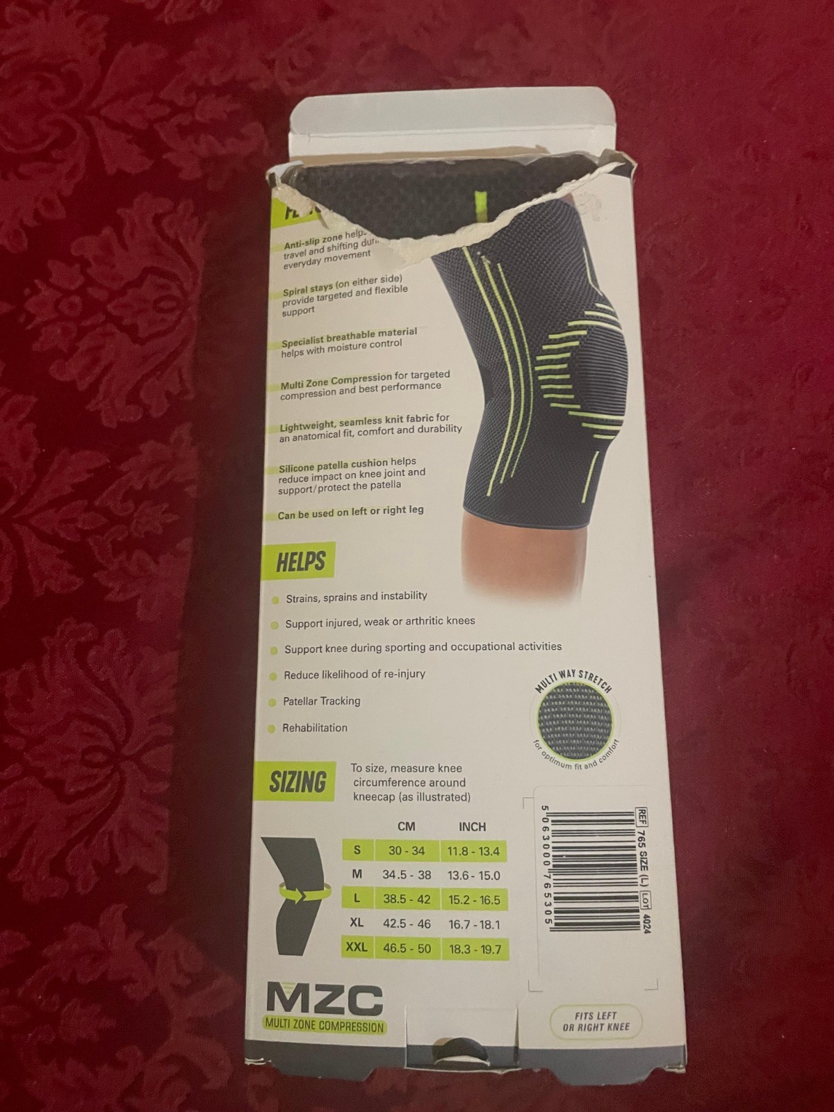 Neo G Active Plus Knee Support Sleeve Size Large Ref 765 Multi Zone Compression