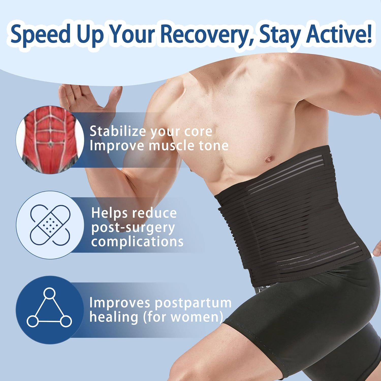 Abdominal Binder for Post Surgery & Postpartum Recovery, Abdomen Hernia Suppo…