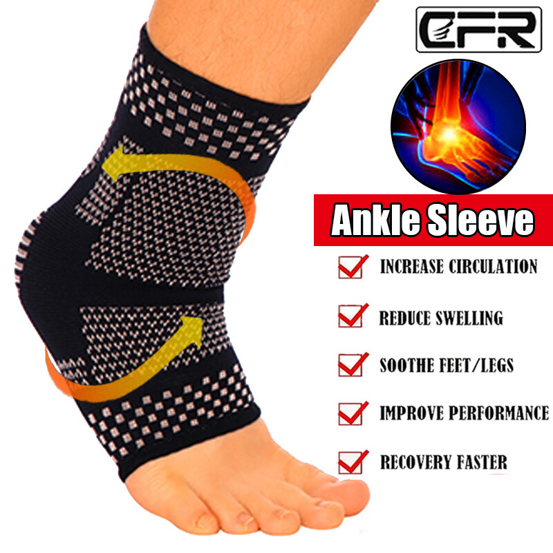 Copper Ankle Support Brace Foot Wrap Compression Sleeve Achilles Tendonitis BML