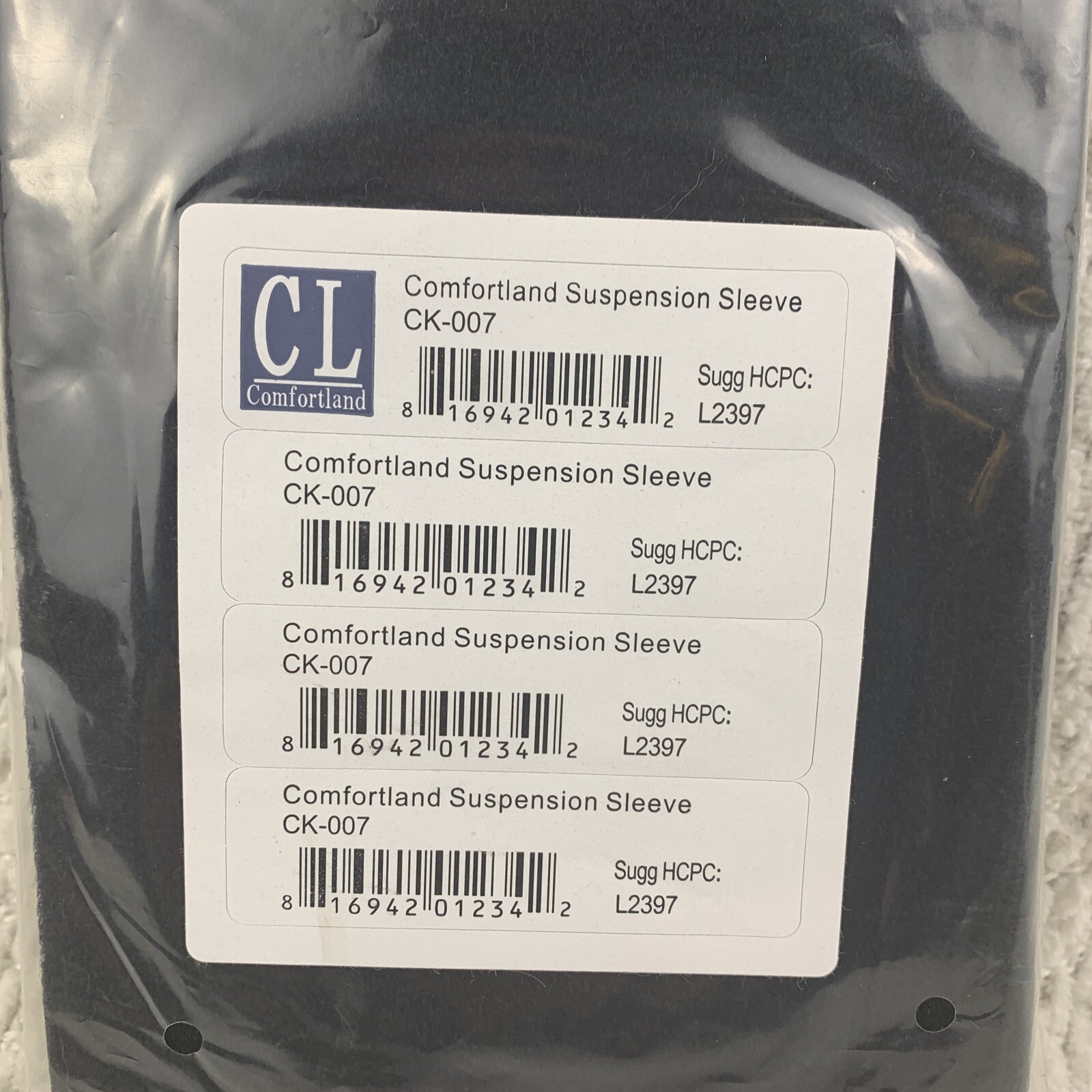 NEW Comfortland CK-007 Knee Brace Suspension Sleeve L2397 Black Comfort Land