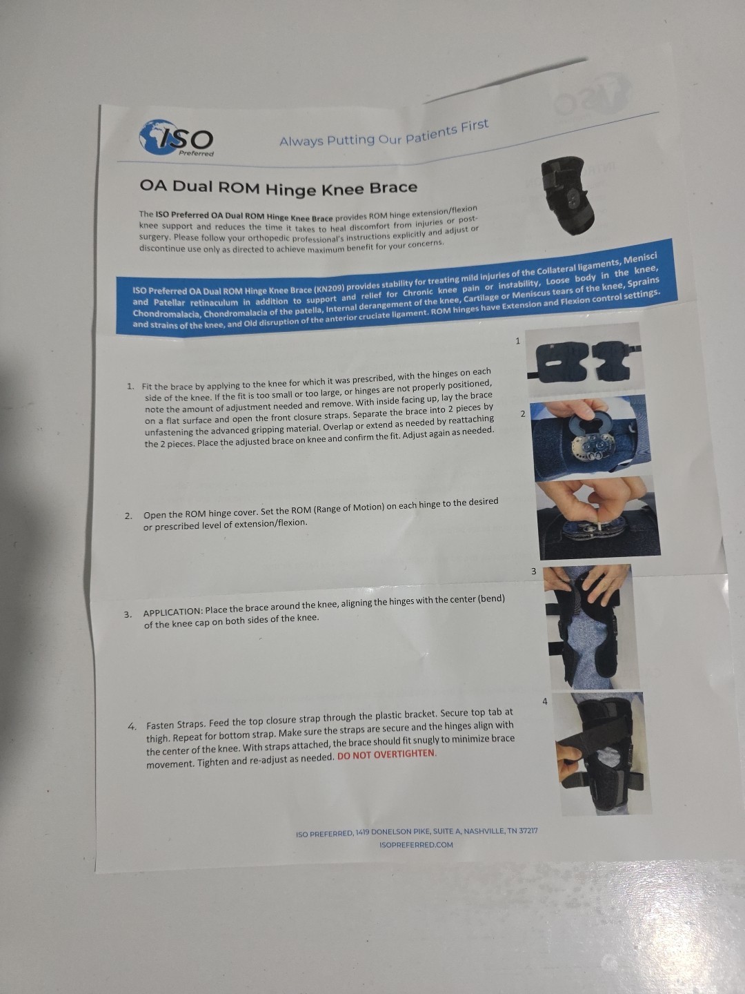 NEW ISO Preferred OA Dual Hinge ROM Universal Knee Brace KN209 + 2 knee Sleeves