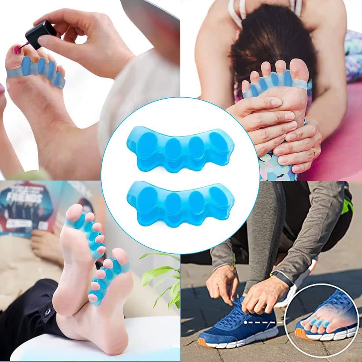 2 silicone toe spreaders for all toes hallux valgus hammer toes overlapping toes