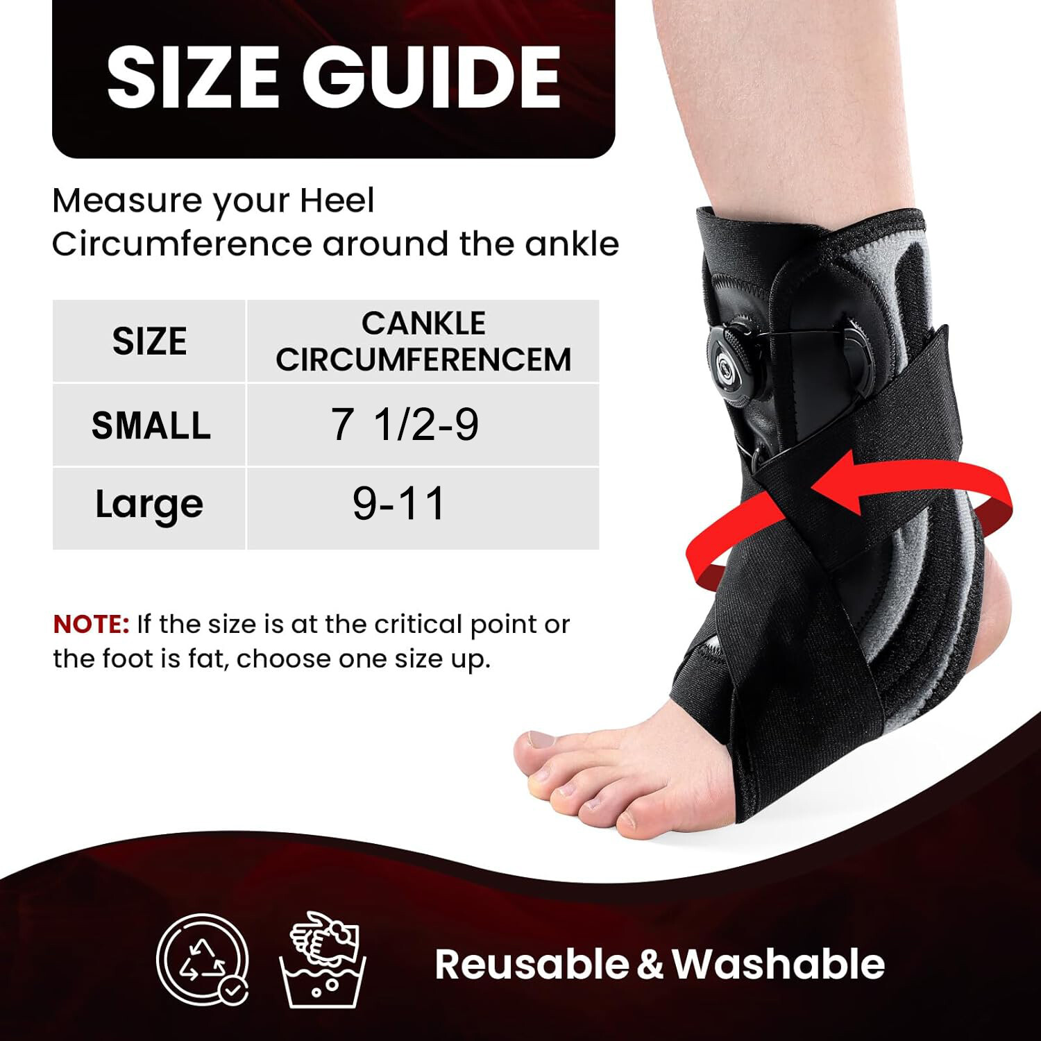 Ankle Stabilizer Brace Support Rotatable Tendon Plantar Fasciitis Pain Relief