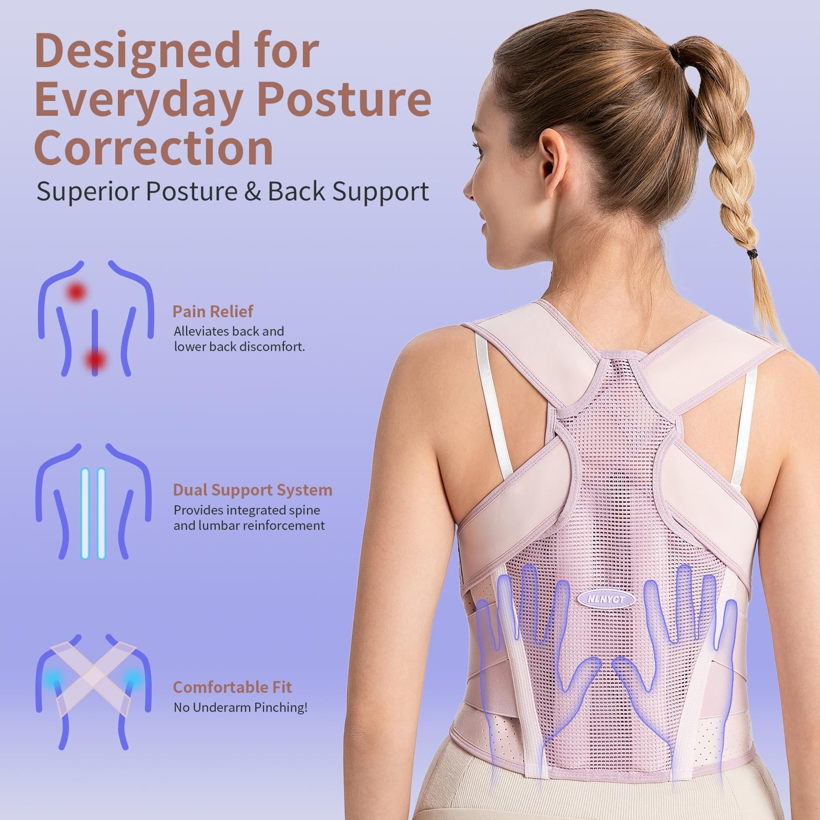 Posture Corrector for – 2-in-1 Back Brace with Shoulder , Adjustable Full Bac…