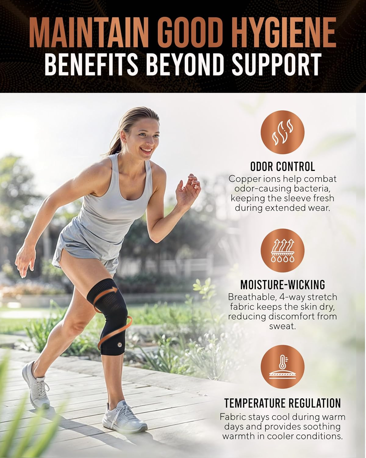Copper Knee Brace for Women & Men | Non-Slip Compression Copper