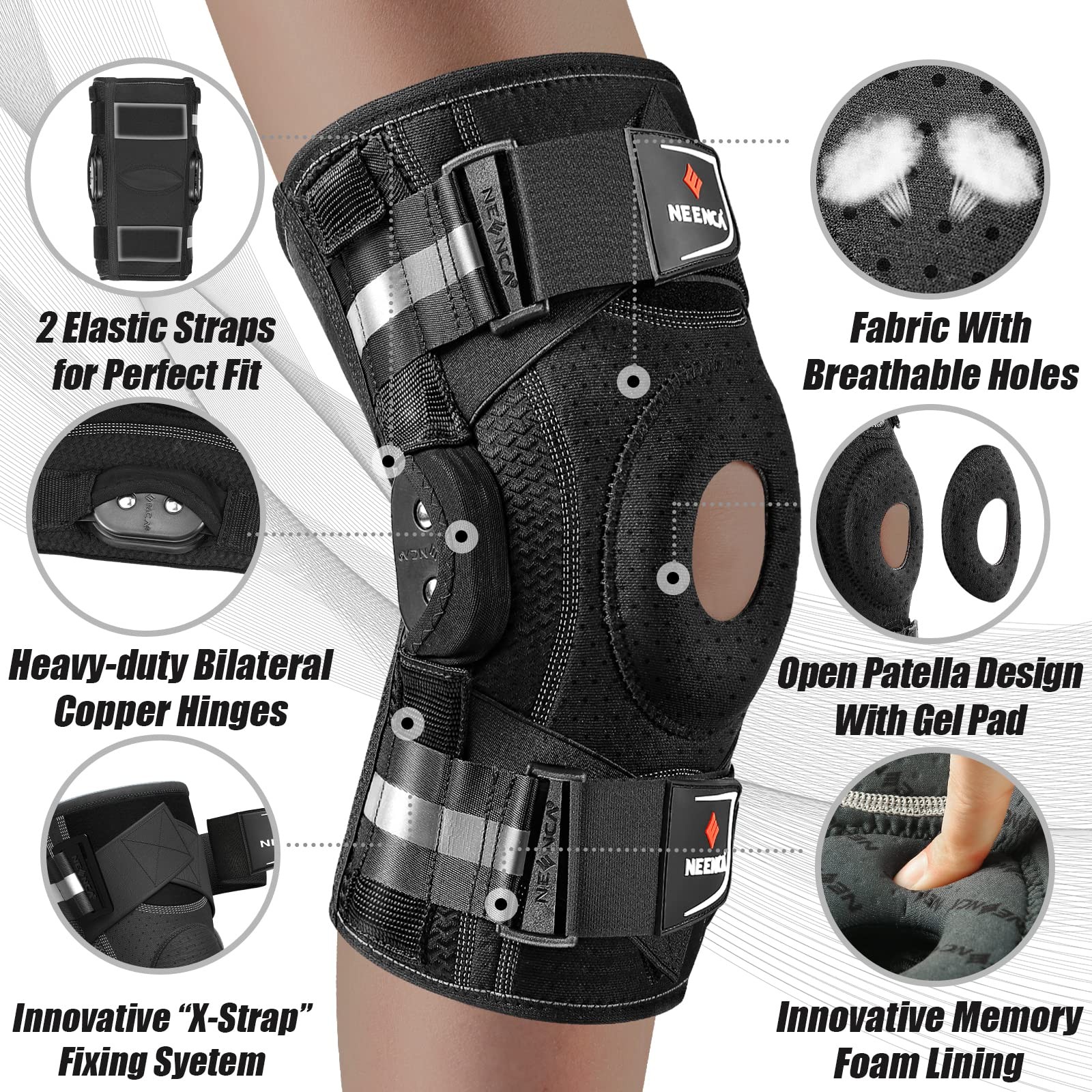 Professional Knee Brace for Knee Pain, Hinged Knee Support with Patented X-St…
