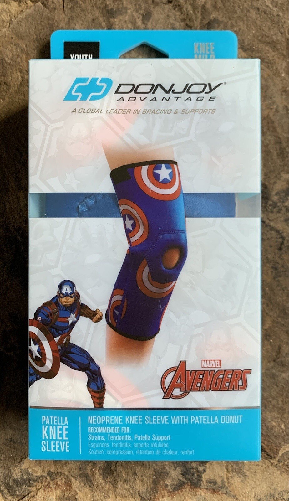 Marvel Captain America Knee Sleeve with Patella Donut. New. Youth