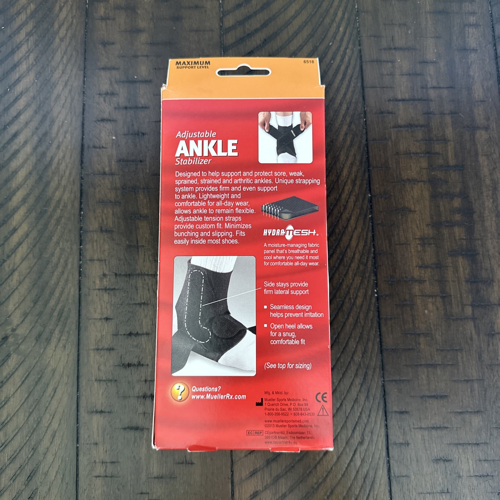 Mueller Adjustable Ankle Stabilizer Maximum Support One Size Unisex Black # 6518