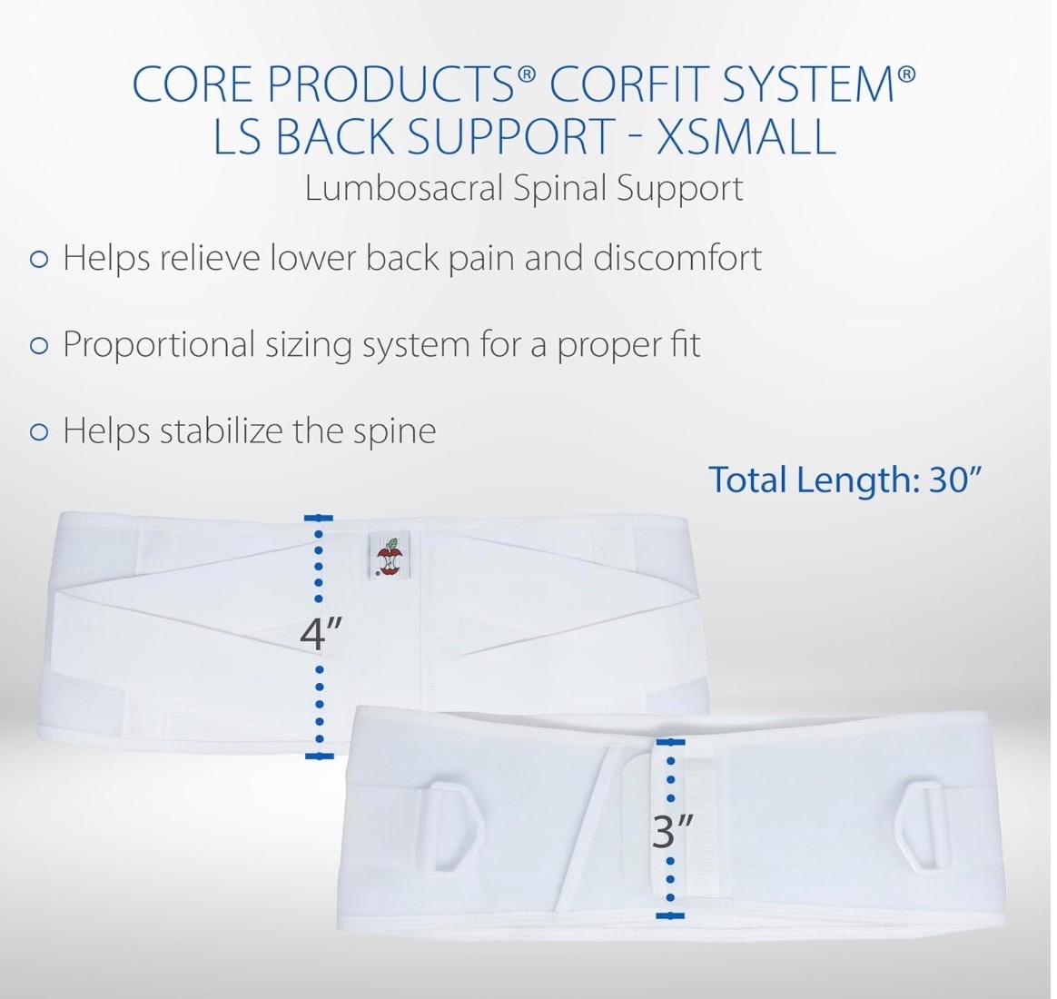 Core Products Corfit LS Back Support Compression Ease Pain Stabilize Spine – XS