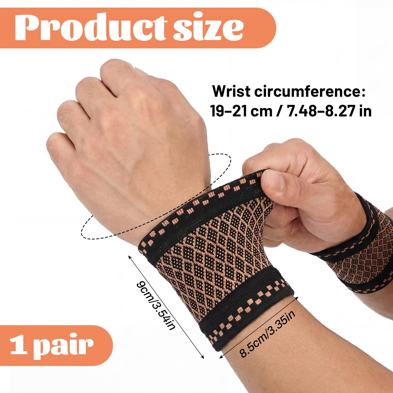 2 PCS Wrist Compression Brace Elastic Support Sleeve Soft Wrap Sport Medium