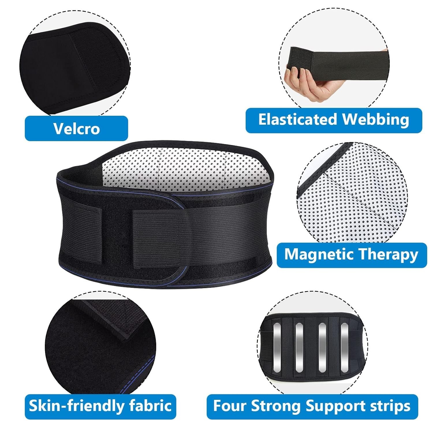 Adjustable Thermal Magnetic Therapy Waist Strap for Back Pain Relief – XL Size